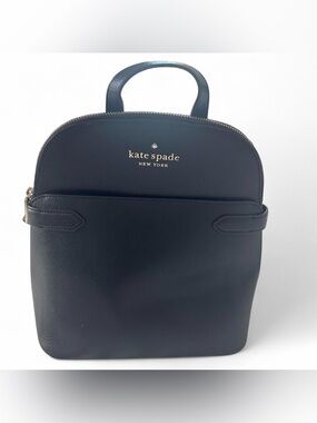 Kate Spade black leather Staci Dome backpack with gold logo